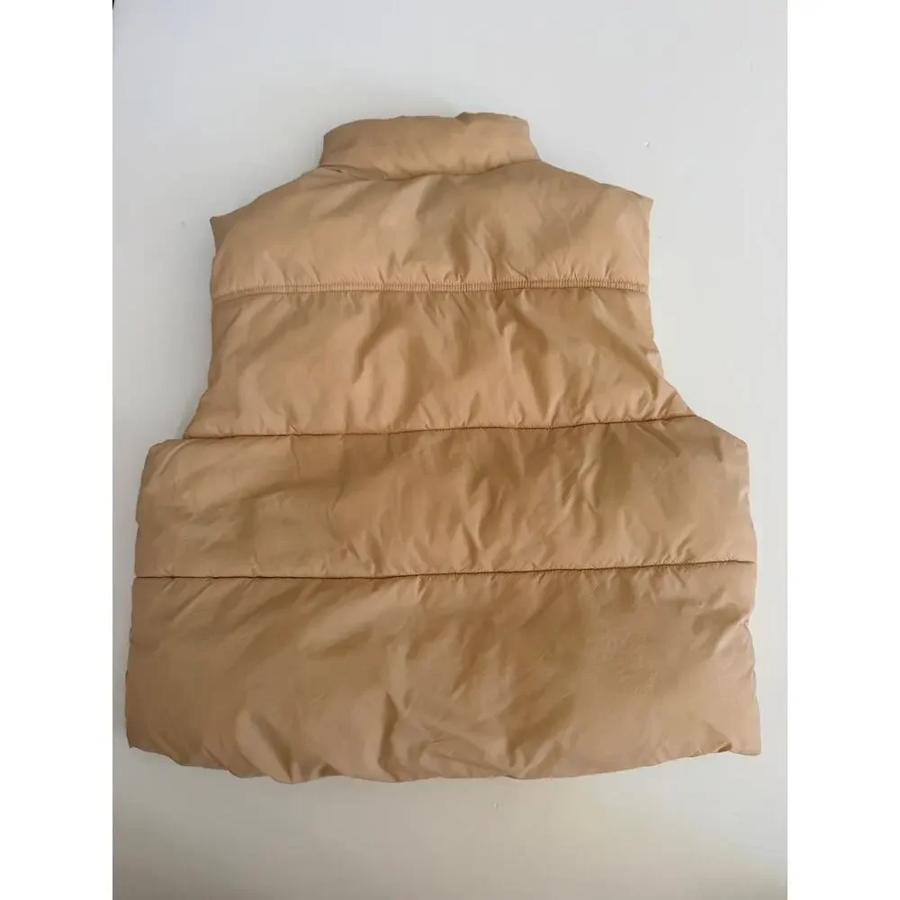 Zara Girls Cream Puffer Vest with Yellow Lining - Size 11/12